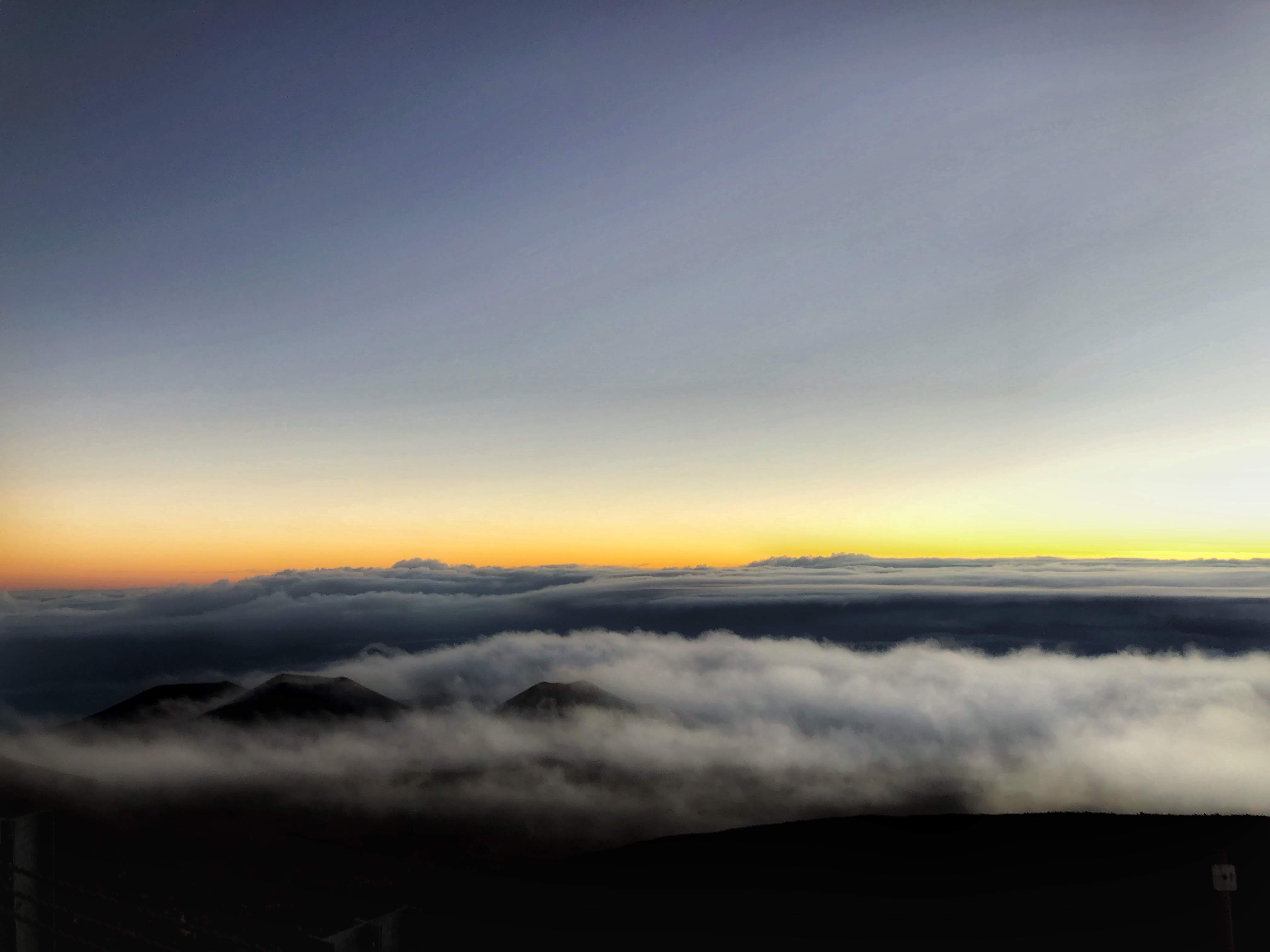 Sunset above the clouds in Hawaii