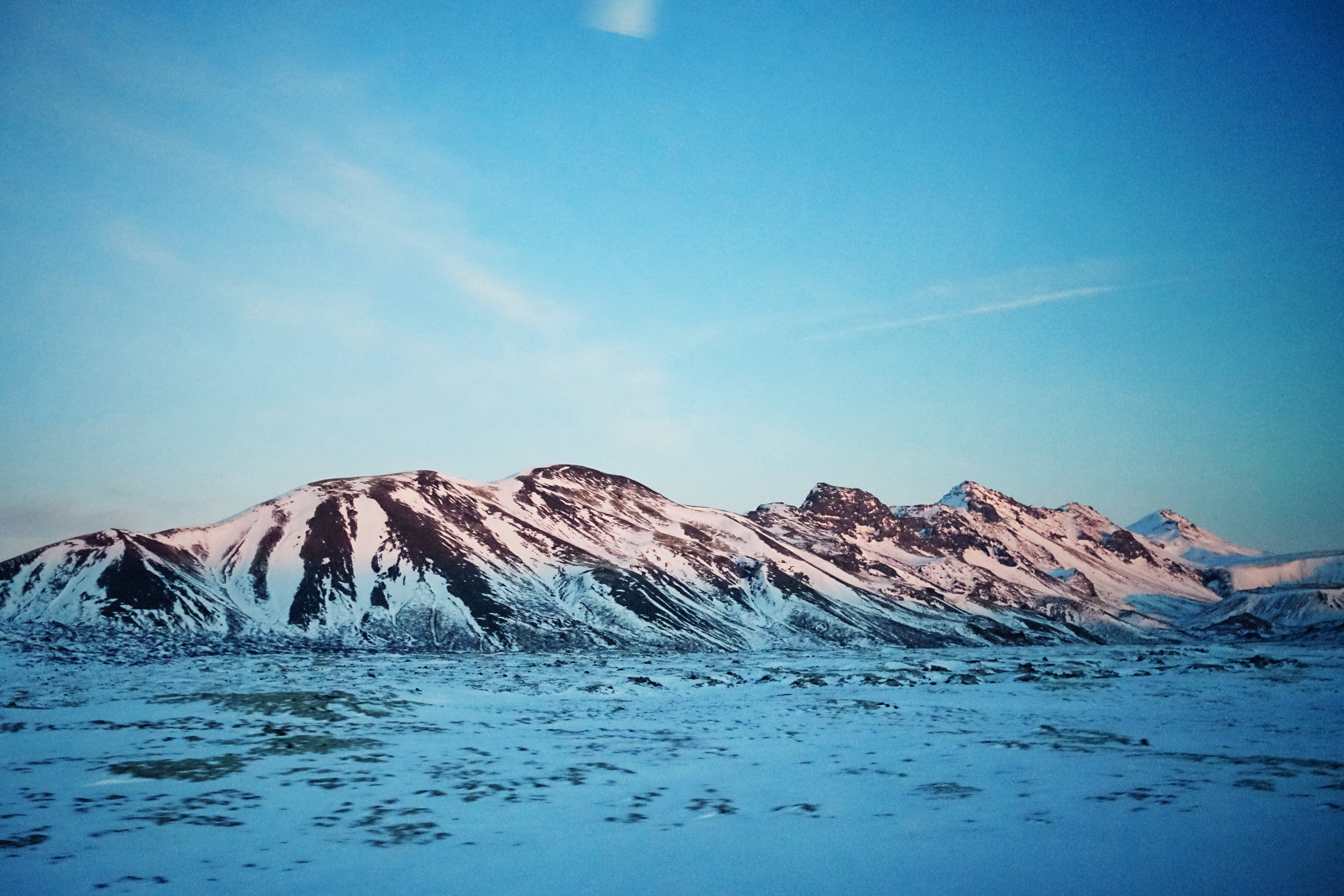 Snow-covered landscape in Iceland